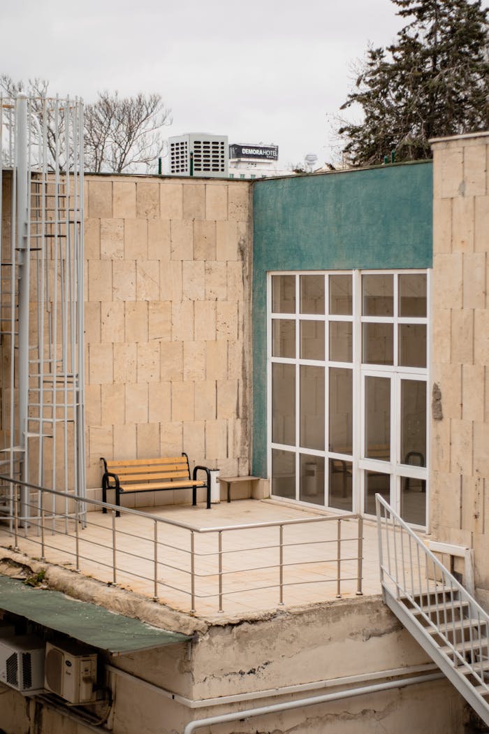 Bench on Building Terrace